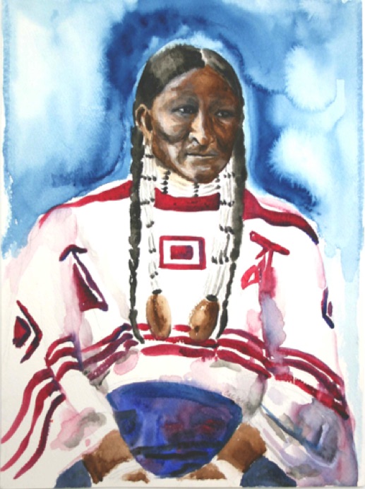 Native American Wife of Spotted Tail 15" by 1" - Watercolor Native American Wife of Spotted Tail 15" by 1" - Watercolor