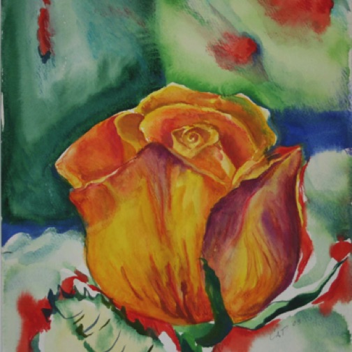 Orange Yellow Rose 15" by 11"