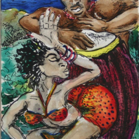 Trancing to the beat 6" by 4"