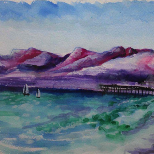 Santa Monica Bay & Mountains 11" by 15"